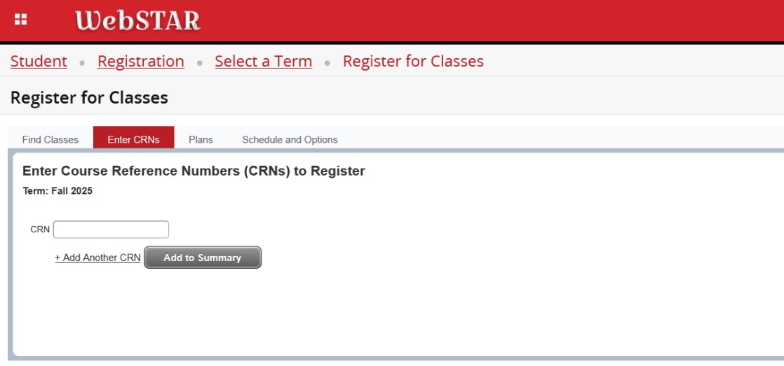 Enter CRN
