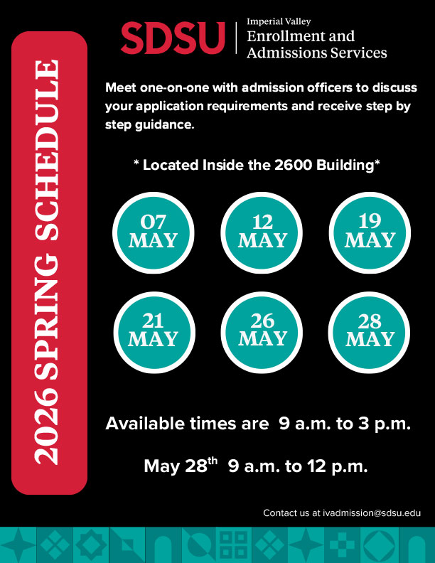 SDSU IV Admissions spring 2026