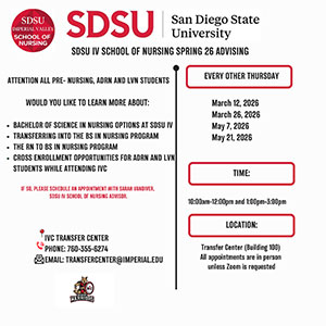 Spring 2026 Nursing Advising Schedule