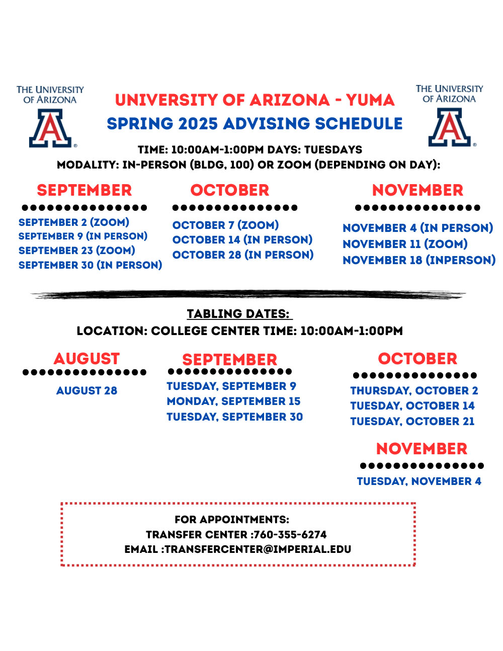 University of Arizona Yuma Spring 2025